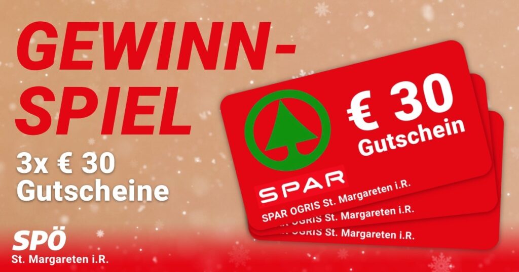 🌟 GEWINNSPIEL: 3x 30 &euro; SPAR Gutscheine